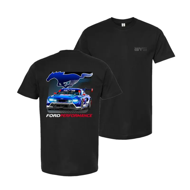 Ford Mustang GT3 T-Shirt 2 Sided, Ford Performance Racing Car Graphic Tee , Motorsport Style, Gift for Mustang & Racing Fans, Cotton Crew Neck Shirt