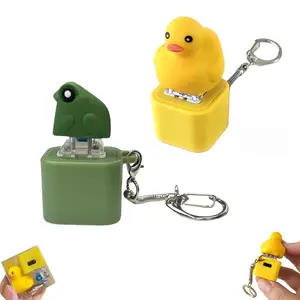 Frog Croaking Keychain - Quacking duck keychain USB Rechargeable Keychain Stress Relief Toy with Light & Sound Effects, Portable Fun Sensory Fidget Tool for Anxiety Relief