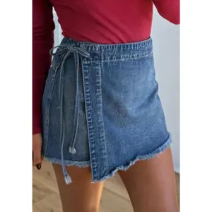 Ashleigh Blue Wrapped Tied Waist Denim Skort