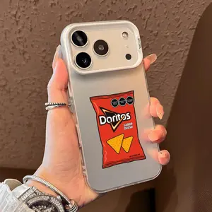 Funny Lay's Potato Chips Cute Couple Phone Case for iPhone 17 16 15 14 13 12 11 Pro Max Air Magnetic MagSafe Matte Laser Metallic Phone Case | Aurora Gradient Finish with Smooth Matte Texture | Durable Scratch-Resistant Anti-Fingerprint Protective Cover