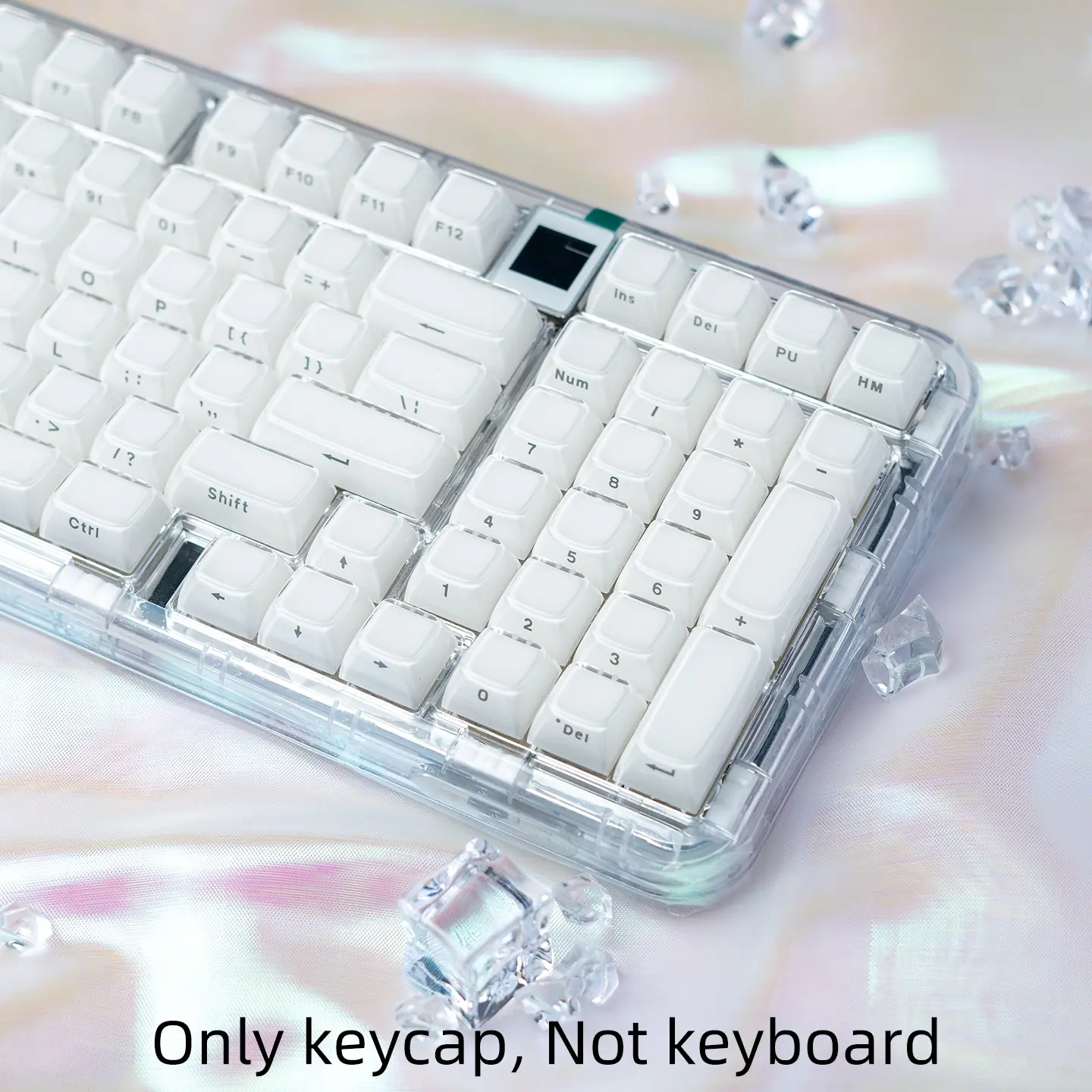 Translucent keycap, Gaming Keyboard Keycap, Side engraved characters, Characters are opaque, PC dual color injection molding, PC+ABS material, MDA height, jelly pudding, Jelly moa keycaps, compatible with 6.25U space 61 68 75 84 87 98