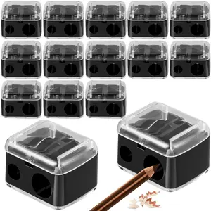 15 Pcs Dual Eyeliner Sharpener Compact Cosmetic Sharpening Tool for Eyeliner Lip Liner Pencils, Black