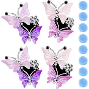 4 Pieces Car Aromatherapy Vent Clips Dual Butterfly Car Air Vent Freshener Perfume Clip Aroma Diffuser Decoration (Pink, Purple)