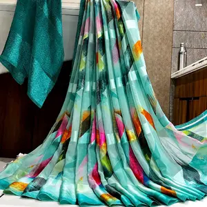 Bollywood Premium Georgette Light Watted Saree with Satin Border Fall Pico Done and Running Blouse for Stylish Outfits