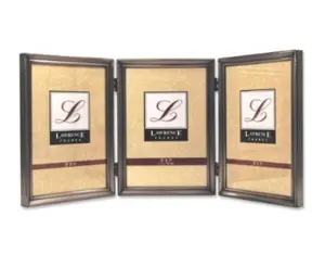 Lawrence Frames 11557T Lawrence Frames Antique Pewter 5x7 Hinged Triple Picture Frame - Bead Border Design