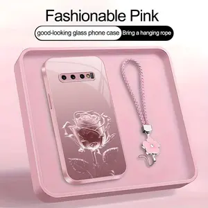 Suitable for [Galaxy S10 Plus] high-end phone case，a beautiful four-leaf clover lanyard is included,imple and elegant crystal rose pattern,a variety of colors are available for you to choose from YM99