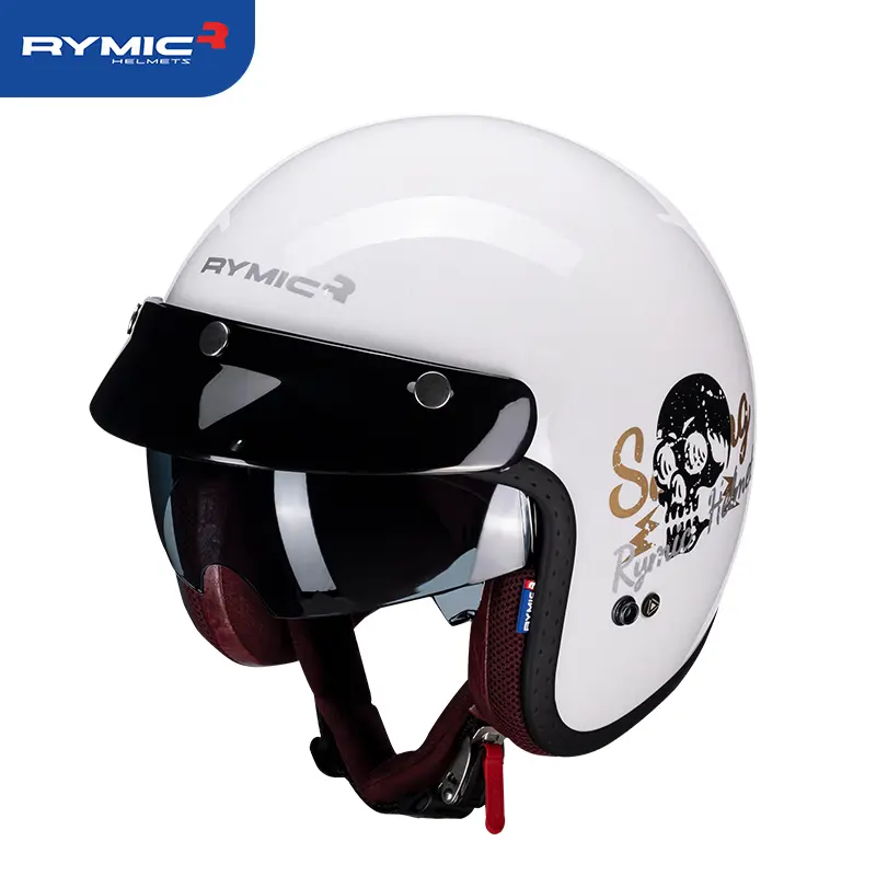 Retro Motorcycle 3/4 glasses Open Face Helmet Vintage Style for Men Women, DOT Approved R859