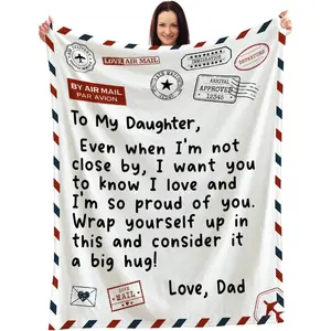 Love Air Mail to My Daughter Blanket - Dad's Heartfelt Hug - Warm Comfort - Sentimental Gift for Daughters - Soft and Cozy - Perfect for Any Occasion to Express Love and Pride