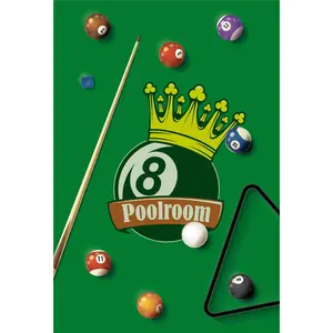 Poolroom 8-Ball Crown Tin Sign 8x12 Inch 2D Flat Wall Art, Vintage Billiards Room Decor Metal Poster, Pool Player Gift
