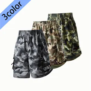 2025 Summer Casual Pants Men's Shorts Zipper Pocket Shorts Camouflage Pants