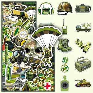 50pcs Military Equipment Creative Design Stickers, Cool & Personality Decoration DIY for Scrapbook, Phone Case, Water Bottle