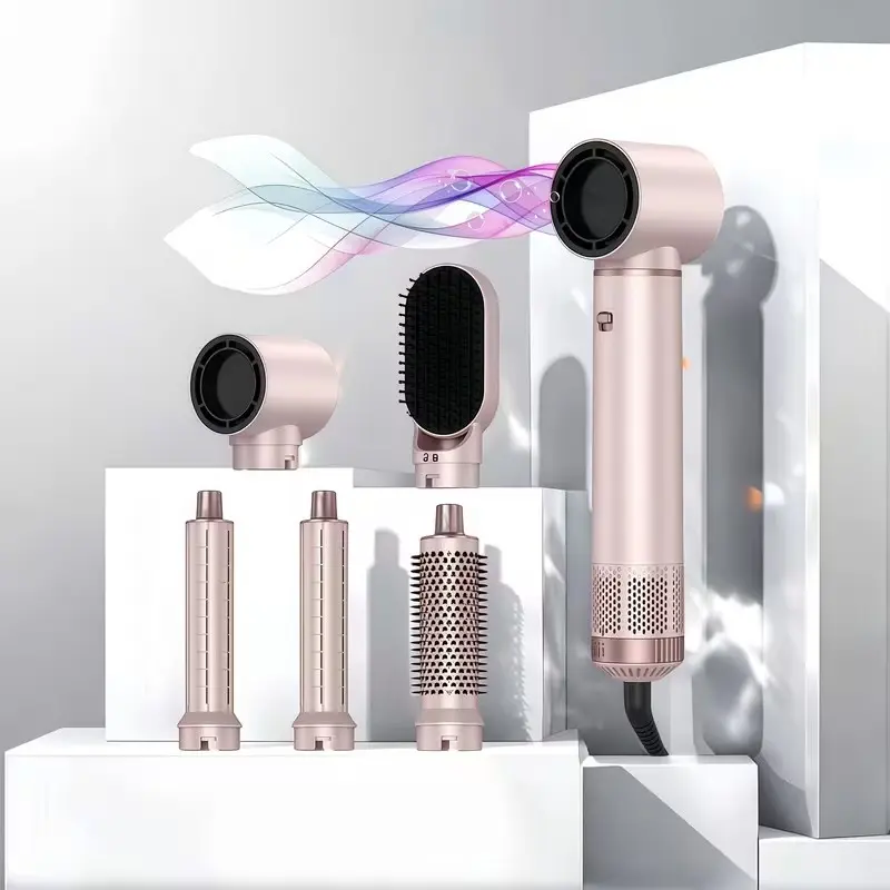 Five-In-One Hair Styling Comb Hair Dryer, Air Curling Wand, Multistyler, Hair Styling Tools, 3-Temperature Settings, Volumizing, Straightening, Curling, 100-120v, Us Plug, Heated Comb Straightener