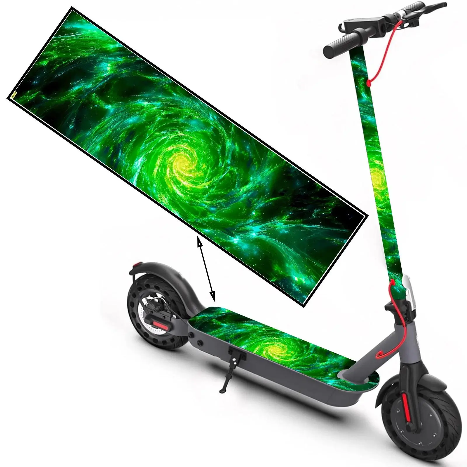1 piece of green flame nebula trend scooter sticker, skateboard sticker, scooter floor mat sticker, cool skateboard accessories
