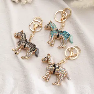 Cartoon Pendant Diamond Horse Creative Keychain Metal Zodiac Cute Horse Pendant Automobile Hanging Ornament Key Case Package Pendant