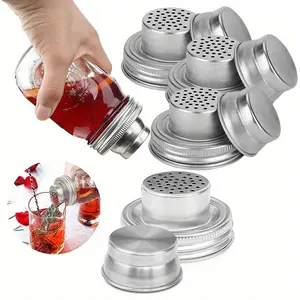 4 Pcs Mason Jar Shaker, Spice, Interchangeable Lids, With Silicone Sealing Ring, Suitable for Standard-Mouth Mason Jars, Canning Jars and Preserving Containers, For Storing Spices, Salt, Pepper, or Making Cocktails