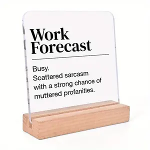 Work Forecast Clear Desk Decorative Sign, 1 Count Funny Letter Pattern Office Desk Sign, Humor Office Decor, Desk Decor for Office Cubicle, Home Office Decoration, Home Decor