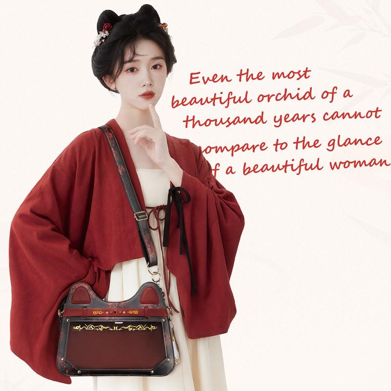 THE JUNCO Original HANAMIZUKI Liu Bian Leather Itabag with Display Board Tote Bag & Crossbody Bag for Women Versatile Shoulder Bag, Work Bag & Everyday Backpack for School & College Women‘s Commuter Gift