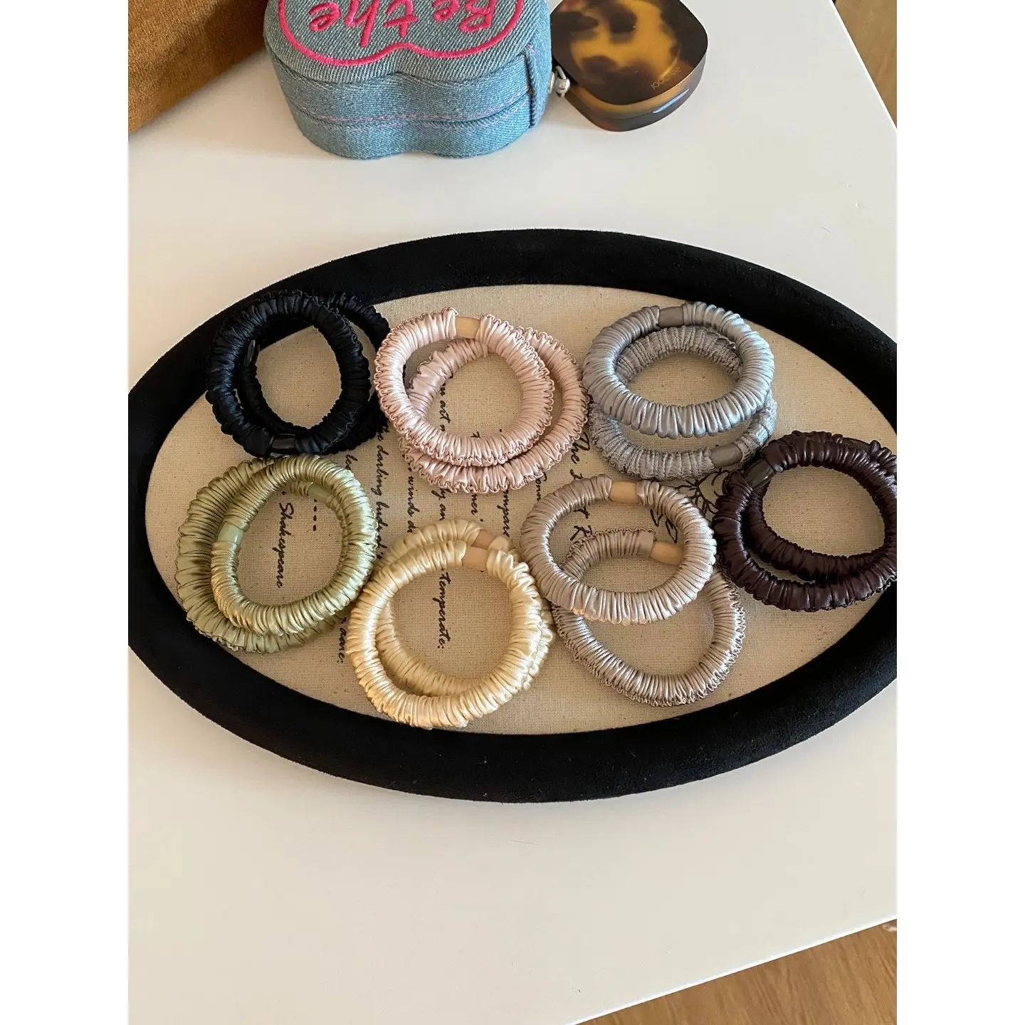 Winter Hair Scrunchies Set | Metallic Sparkle for Sweater Weather | Snag-Free Metallic Scrunchies | Elegant Hair Accessories for Women | 5-piece set