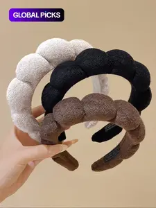 3pcs Plush Hairbands Set, Fashion Multi-Functional Elegant Simple Solid Color Hair Accessories for Daily Use, Soft Headband