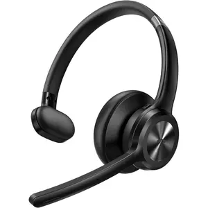 Trucker Bluetooth Headset, Wireless Headset with Mic for Work, V5.2 Bluetooth Headphones with AI Noise Cancelling Microphone, 60H Battery, On-Ear Headphones for Call Center, Office, Drivers