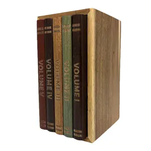 Five-Piece Book-Shaped Coasters, 100% Moonwood, Wooden Base, Coffee Tea Cocktail Display, Eye-Catching Desk Decor, Perfect Gift for Book Lovers
