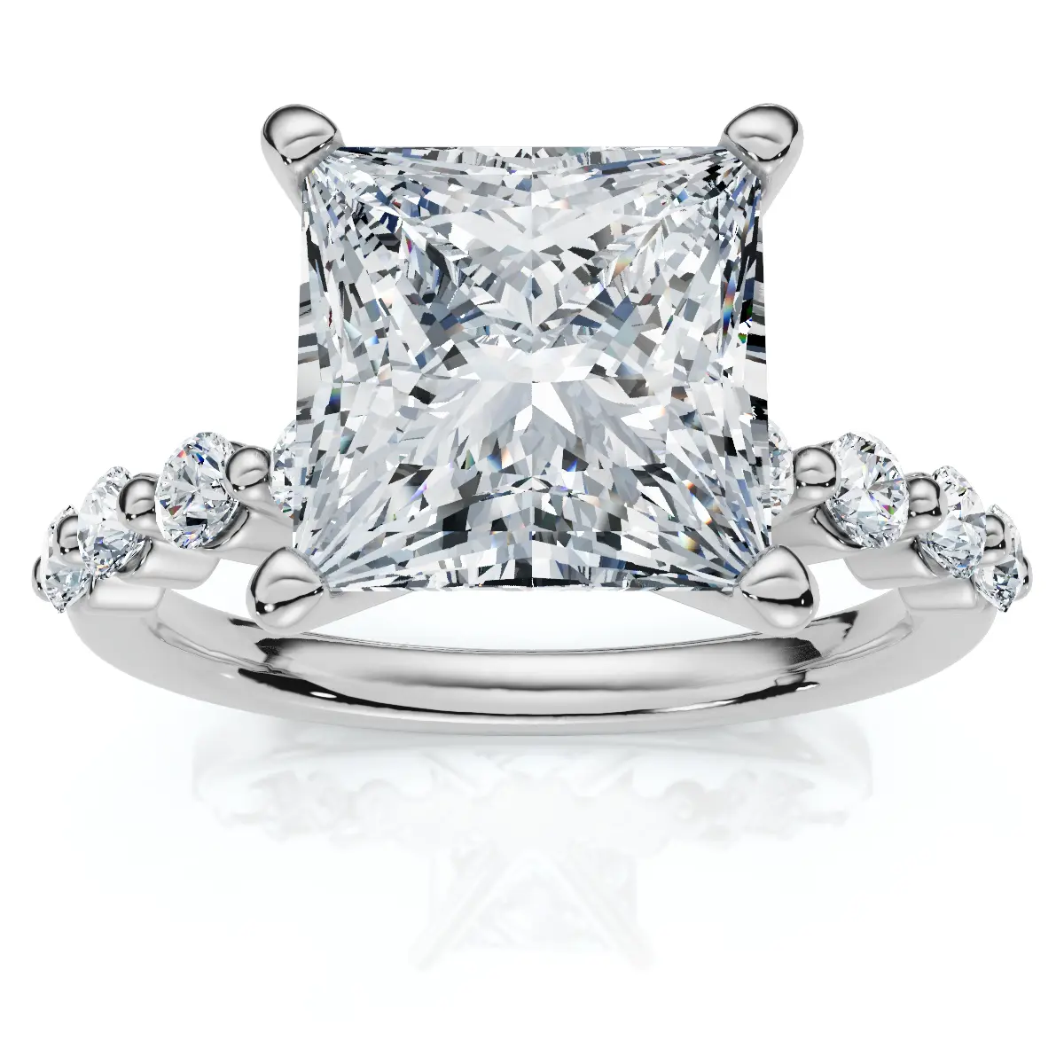 Certified 3.44Ct Princess Cut Diamond Engagement Ring 14k White Gold Lab Grown Certified 3.44Ct Princess Cut Diamond Engagement Ring 14k White Gold Lab Grown