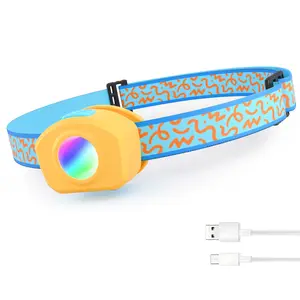 #JumpstartSale EverBrite LED Headlamp Rechargeable Kids Headlamp with RGB Mode and Adjustable Headband, 3 Modes Multicolor Headlamp for Kids, Kids Head Lamp for Camping, Reading, Exploring, Halloween, Christmas