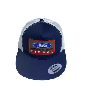 FORD POWER STROKE DIESEL Vintage Trucker Hat - Navy & Gray Embroidered Patch Snapback Cap for Men & Women (Retro Workwear Style)