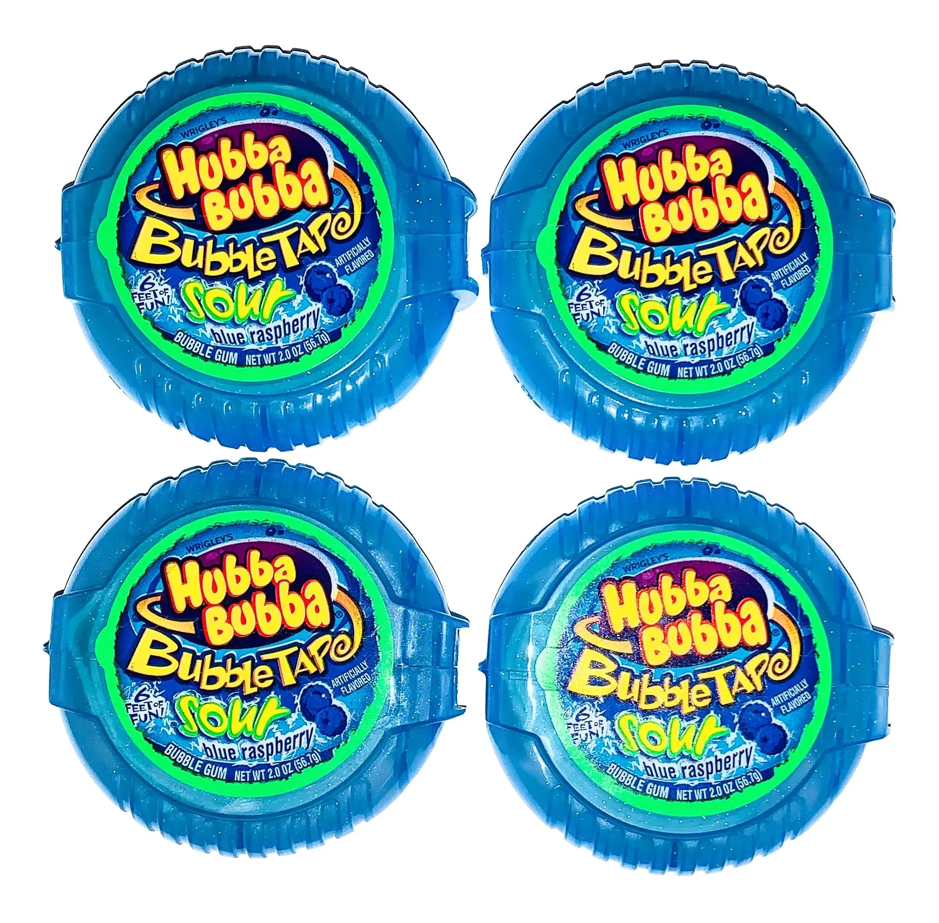 Hubba Bubba Bubble Tape Sour Blue Raspberry Chewing Gum Snack, 6 ft Ambient Chewing Gum for Fun