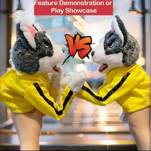 A-Da Animal Boxing Puppet Kids' Interactive Toy with Adorable Husky Design in Yellow Hoodie for Festive Play Boxing Battle Fun