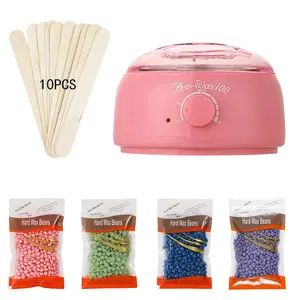 Long-Lasting Wax Machine Set, Includes 4 Hard Wax Beans + 10 Sticks, Full Body, Legs, Face, Eyebrows, Bikini Area, Unisex Use