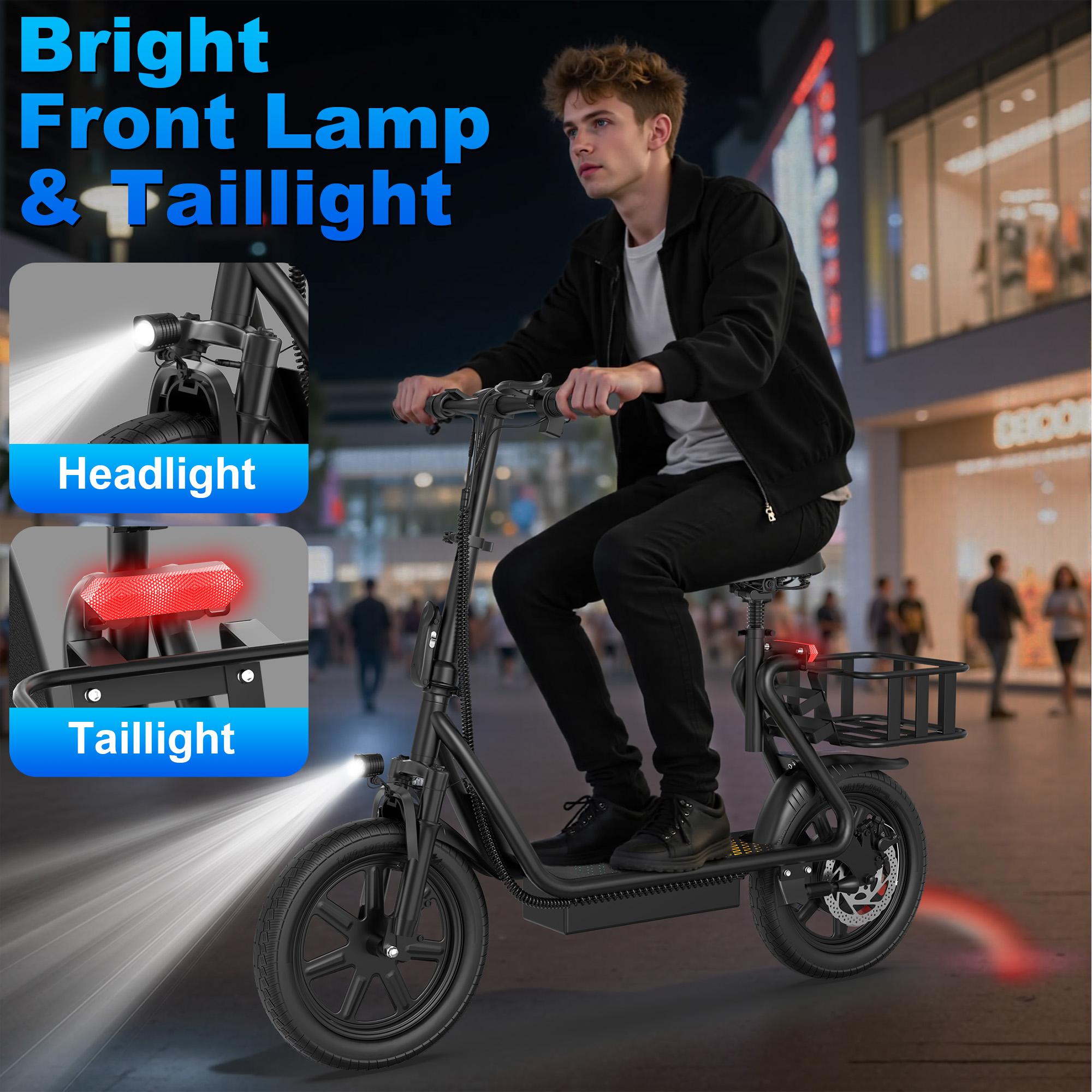 Electric Scooter with Smart App Control, 48V 22.5Ah Battery, 22MPH Top Speed, 21-27 Miles Range, Rear Storage Basket