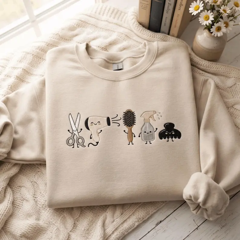Nature Lover Embroidered Sweatshirt, Camping Bee Ladybug Campfire Crewneck, Cute Woodland Outdoor Apparel Gift
