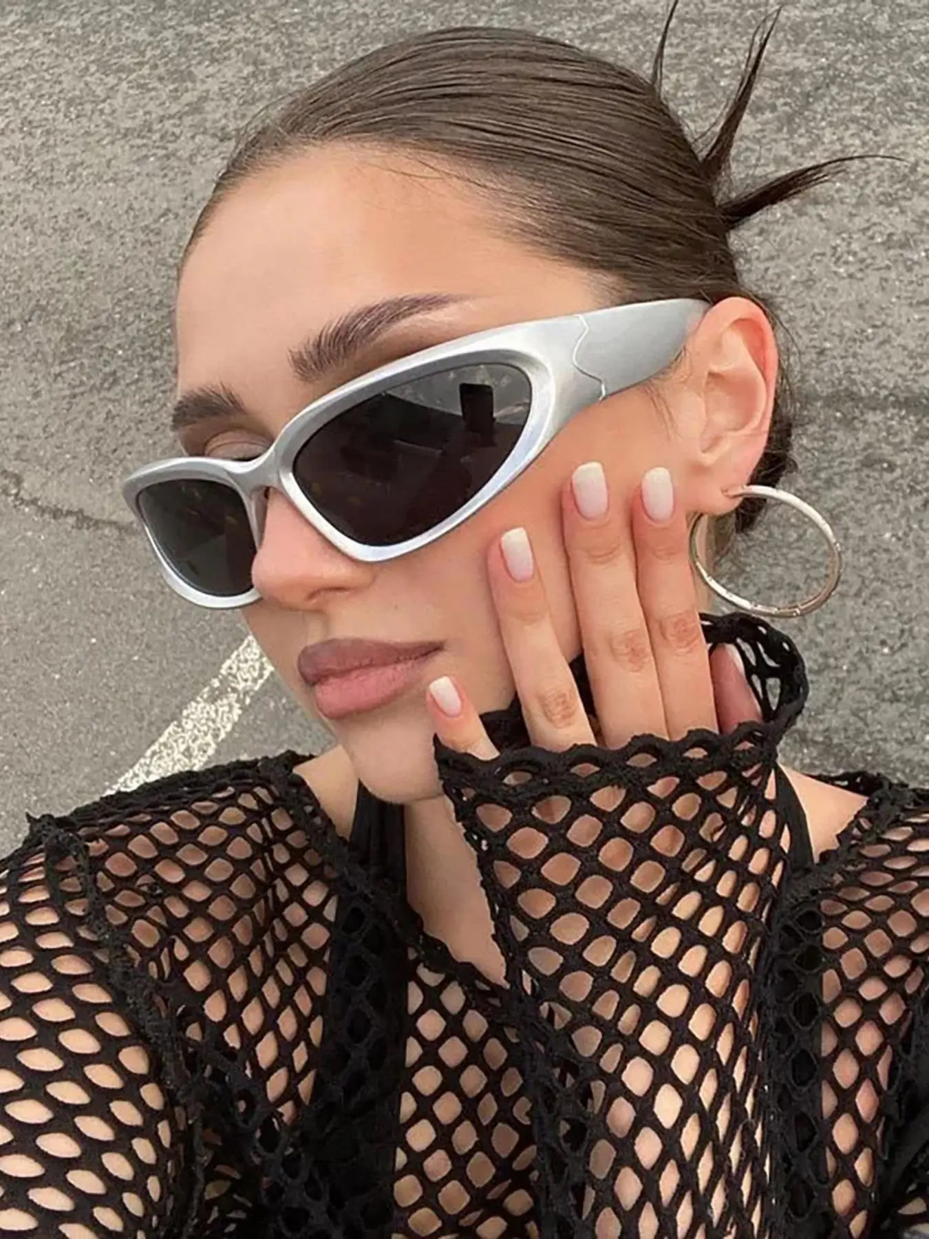 1 Pair Simple Sunglasses for Everyday Use, Fashionable Cat Eye Frame Sunglasses, Y2K Style Sunglasses, Summer Oval Frame Fashion Sunglasses, Stylish Glasses, Travel Accessories, Stylish Shades