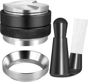 51mm Espresso Accessories Kit, Coffee Distributor and Tamper Leveler, WDT Tool and Dosing Funnel Set Fits Delonghi 51 mm Espresso Machines and Portafilters