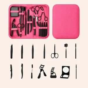 14 Count Eyebrow Trimming Kit for Women, Stainless Steel Brow Shaping Tools with Tweezers, Scissors, Comb & Razor, Professional Makeup Grooming Set