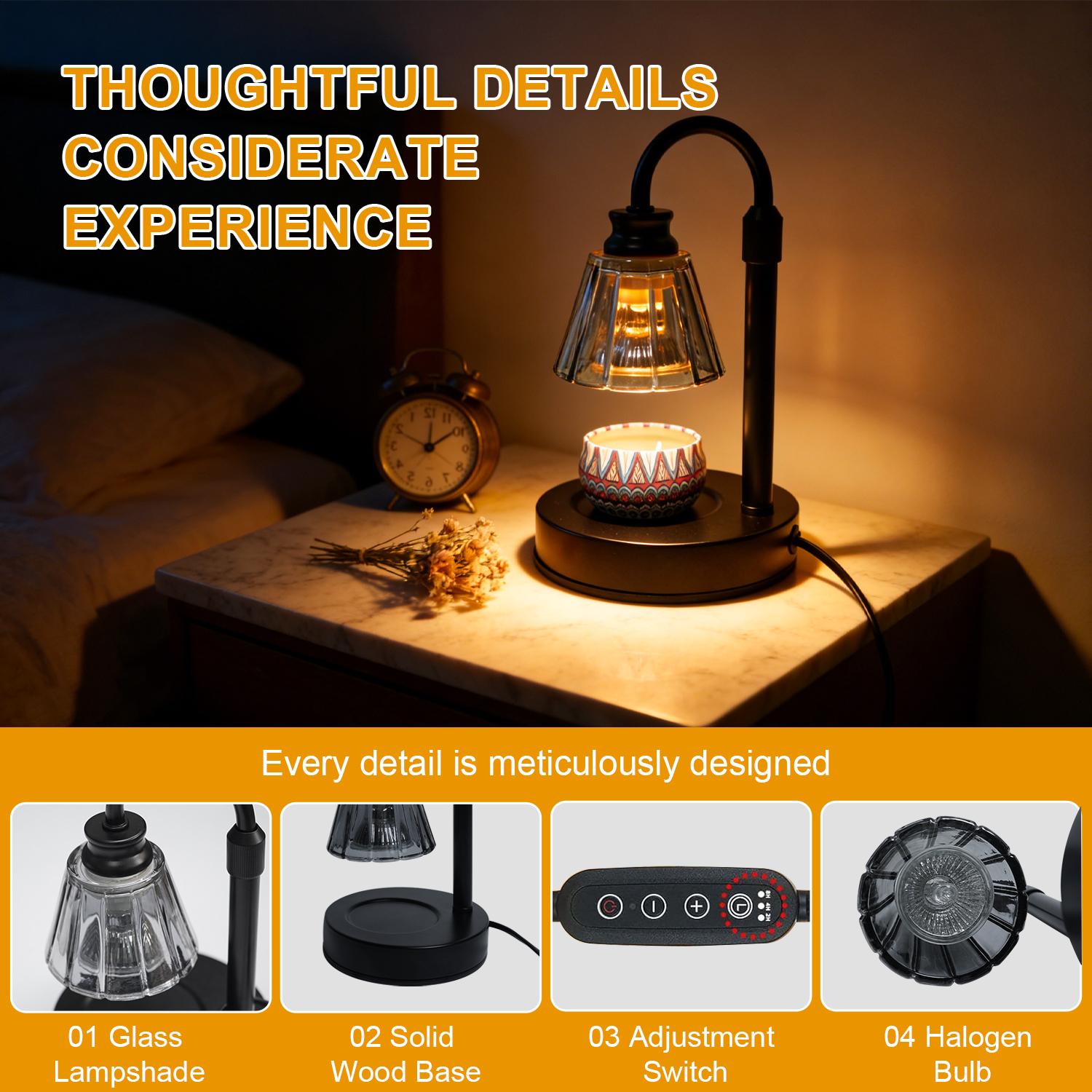 Candle warmer lamp with 2/4/8-hour timer and dimmable function, height adjustable wax melt warmer, suitable for jar candles, flameless home fragrance lamp, ideal as a birthday gift for women and moms, and a housewarming gift