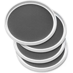 Set of 4, 10 Inch Non-Skid Lazy Susan Organizers - Turntable Rack for Cabinet, Pantry Organization and Storage, Kitchen, Fridge, Bathroom Makeup Vanity Countertop, Under Sink Organizing, Spice Rack
