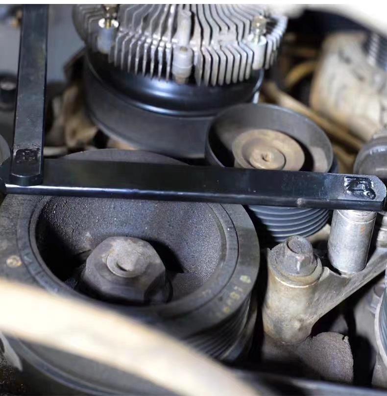 8-Piece Cr-V Idler Pulley Wrench Set, Engine Belt Adjustment Tool with Socket and Gauge