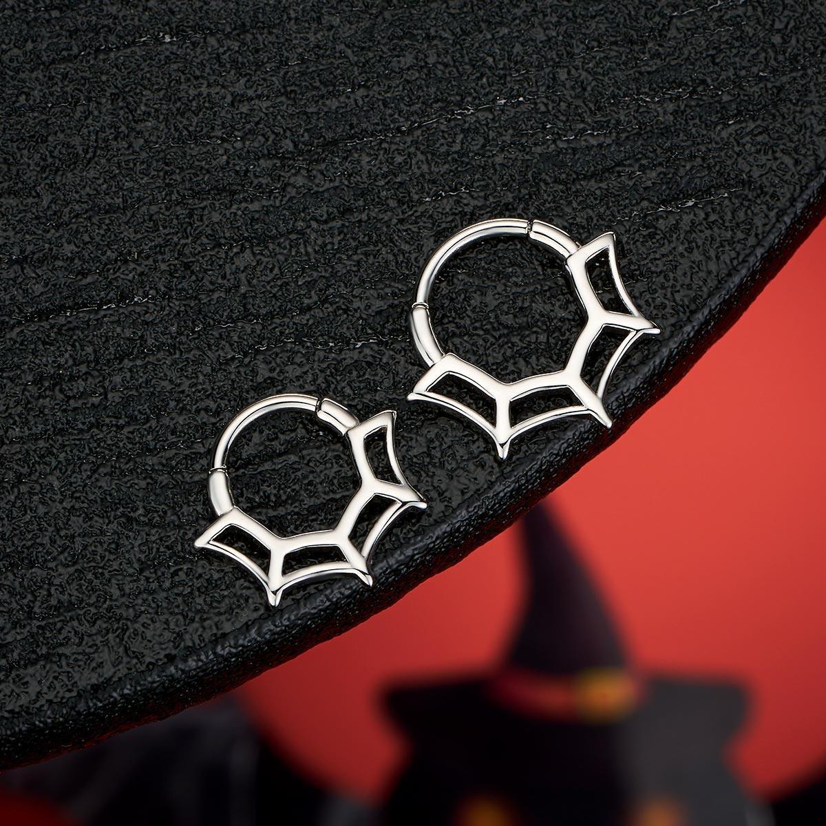 Oufer Halloween 16G Spider Web Hinged Segment Septum Ring