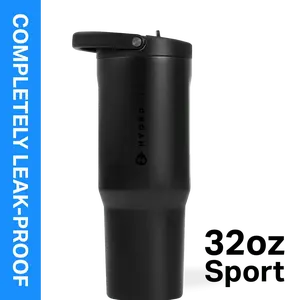 HydroJug Sport - Stainless Steel Tumbler with Straw, Vacuum Insulated, Leakproof Water Bottle, Ergonomic Design, Dishwasher Safe, Rubber Base, Durable for Gym or Outdoors - 32oz