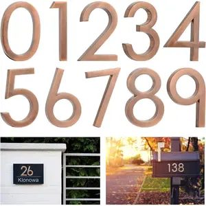 Self Adhesive Mailbox Numbers, Door Address Number Stickers for Office Room, Raised 3D Effect, Chrome Plated(2.36" 10 Pack (0-9),Bronze )