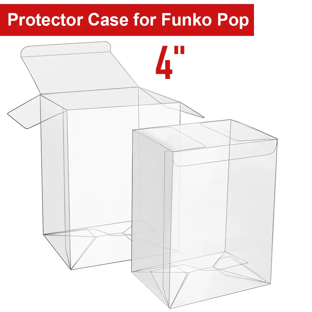 5pcs Clear Auto-Lock Bottom Protector Cases for 4" (10.16cm) Funko POP Figures - Thick Storage Containers for Funko Collectors, Ideal Gift for Pop Figure Fans