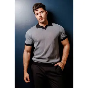 Men's Stylish Premium Knit Polo Shirt with Contrast Color