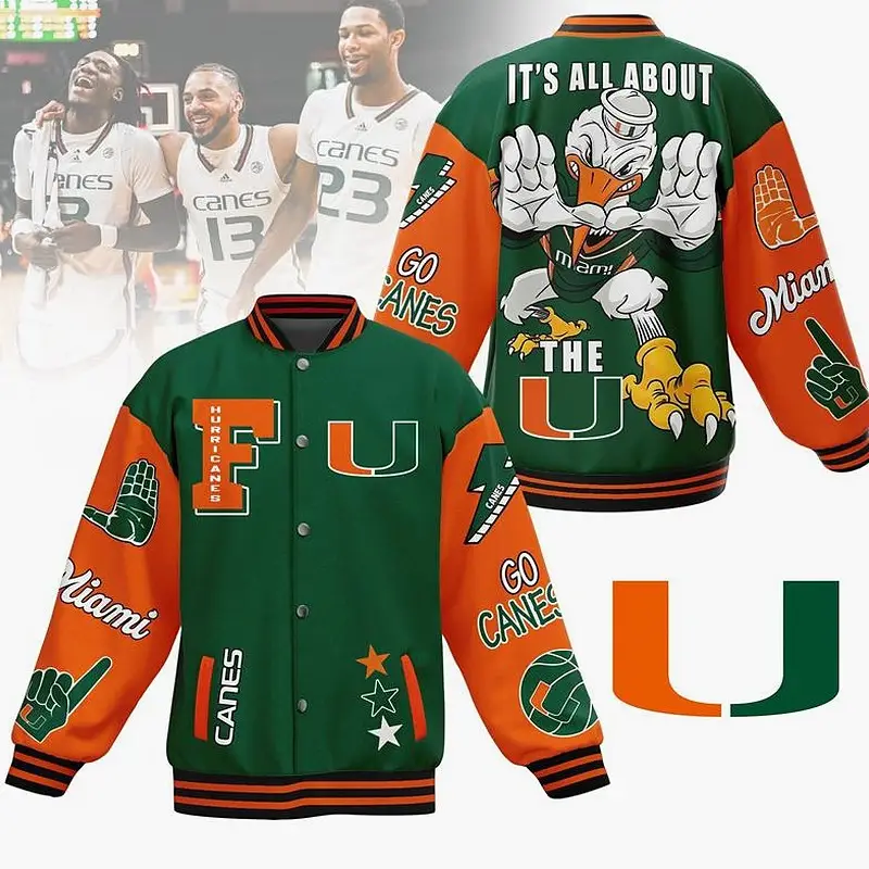 Popular Miami Bomber Baseball Jacket, College University Baseball Jacket, Sport Bomber Jacket, Comfortable Unisex Bomber, Trendy Jacket, Gift For Fan