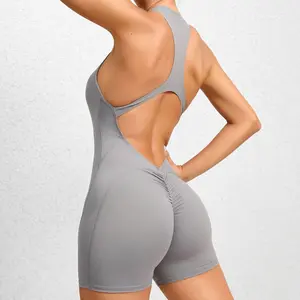 Q leilei Backless Workout Catsuit Bodysuit Women's One Piece Front Zip Yoga Jumpsuit Sport Athletic Rompers.