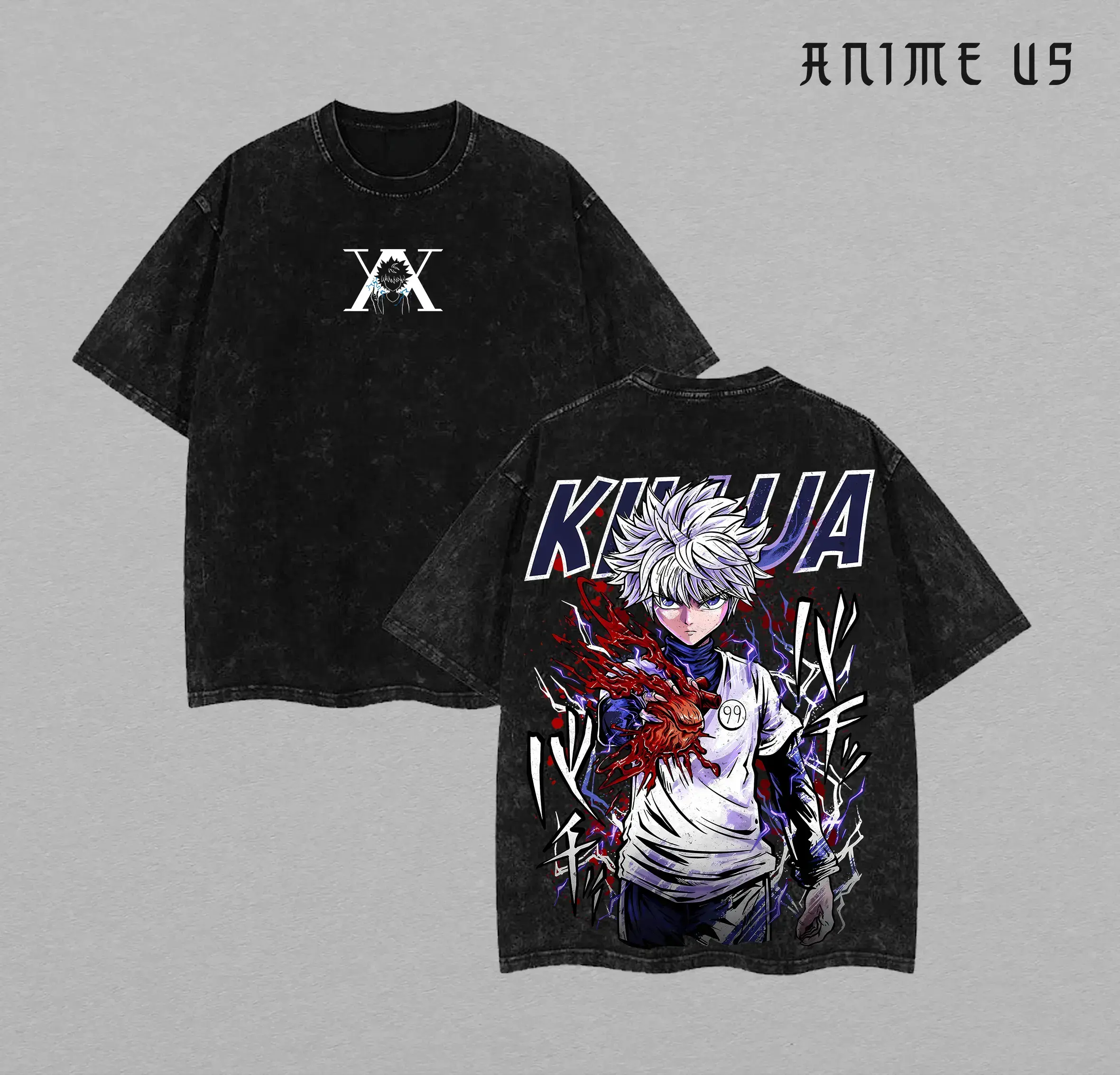 Hunter X Hunter Gon Freecss vs Killua Zoldyck Graphic Tee, Vintage Washed Heavyweight Cotton Unisex T-Shirt, Retro Double Printed Manga Anime Merch, Ultimate Collectible Gift For Anime Fans And Otaku Lovers, Hxh Streetwear Anime Fashion Clothing Outfit