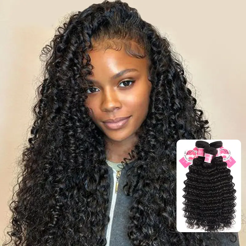 Alipearl Hair Deep Wave Human Hair 8''-30'' Bundles Brazilian virgin Hair Bundles for Quick Weave Traditional Sew in/Glue in Hair Extension