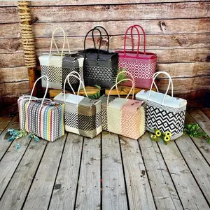 Large Handwoven Tote Bag Handmade Recycled Plastic Purse Eco Friendly Lightweight Durable Magnetic Closure Perfect Gift for Everyday Use or as a Thoughtful Present