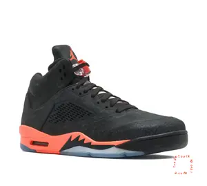 Collectible Sports Mids Shoes - Black Elephant Print, Infrared Fire Design